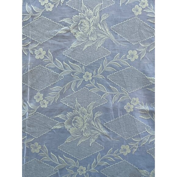 Jacquard Tablecloth Heavy Green Satin Cotton Fabric Stash Repurpose 87x95" - Picture 5 of 8